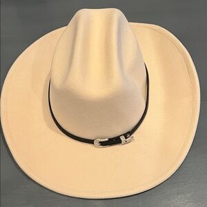 Pink Lily Cream Cowboy Hat with Black Band